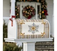 Coperture magnetiche per cassette postali con fiocchi di neve, campane rustiche invernali con accenti dorati, copertura per cassetta della posta invernale dorata, per decorazioni per casa e giardino