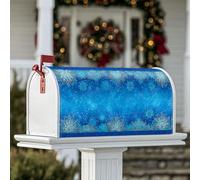 Coperture magnetiche per cassette postali con fiocchi di neve, eleganti e fantasiose stelle turbinii invernali blu, copertura per cassetta della posta per esterni, giardino, cortile, decorazione 53 x