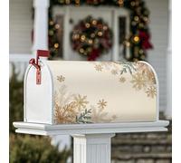 Coperture magnetiche per cassette postali con fiocchi di neve, ramo di pino invernale con accenti dorati, copertura stagionale per cassetta postale per decorazione della porta d'ingresso, 53 x 64 cm