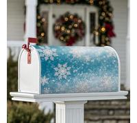 Coperture magnetiche per cassette postali con fiocco di neve, copertura per cassetta postale invernale per le festività invernali blu per la decorazione del portico anteriore, 45,7 x 53,7 cm