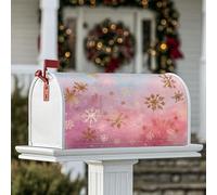 Coperture magnetiche per cassette postali con fiocco di neve, copertura per cassetta postale stagionale invernale con sfumature di pesca per esterni, decorazione da giardino 45,7 x 53,7 cm