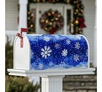 Coperture magnetiche per cassette postali con fiocco di neve, decorazioni invernali per cassetta postale blu navy con stelle sfumate blu invernale per decorazione da giardino e patio, 53 x 64 cm