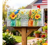 Coperture magnetiche per cassette postali con fiori, copertura per cassetta postale primaverile rustica per uccelli, colore giallo, per esterni, giardino, cortile, decorazione 45,7 x 53,3 cm