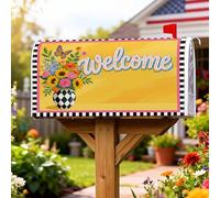 Coperture magnetiche per cassette postali con fiori, decorazione per cassetta postale gialla stagionale gioiosa con farfalla, copertura decorativa per cassetta delle lettere per cortile anteriore 45,7