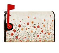 Coperture magnetiche per cassette postali con fiori, decorazioni rustiche per cassetta delle lettere di fattoria, farfalle, cuori, primavera, rosso, decorazione per cortile, 45,7 x 53,3 cm