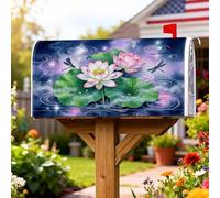 Coperture magnetiche per cassette postali con fiori di ninfea, ninfee serene, libellula, verde, protezione per cassetta postale per giardino, patio, decorazione, 45,7 x 53,3 cm
