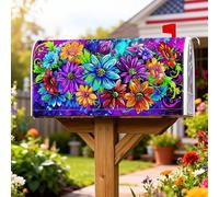 Coperture magnetiche per cassette postali con fiori, foglie colorate vivaci e vortici estivi viola per la decorazione del cortile 45,7 x 53,7 cm