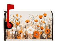 Coperture magnetiche per cassette postali con fiori, foglie rustiche moderne e steli autunnali arancioni, per decorazioni per la casa e il giardino, 53 x 64 cm