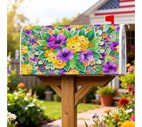 Coperture magnetiche per cassette postali con fiori, foglie vibranti primaverili viola primavera verde copertura per la casa giardino decorazioni 45,7 x 53,3 cm