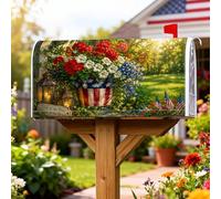 Coperture magnetiche per cassette postali con fiori, lanterne rustiche patriottiche, farfalle, decorazioni estive per cassetta delle lettere rosse per la decorazione del cortile 45,7 x 53,7 cm