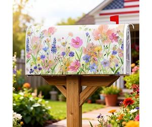 Coperture magnetiche per cassette postali con fiori, primavera botanica lavanda, crisantemo, pesca, pelle per la decorazione del portico anteriore, 45,7 x 53,7 cm
