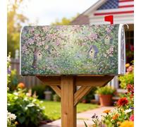 Coperture magnetiche per cassette postali con fiori, primavera e natura, casetta per uccelli libellula, verde primavera, copertura per cassetta delle lettere per decorazioni da giardino per esterni