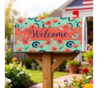 Coperture magnetiche per cassette postali con fiori, primavera vibrante farfalla cerchio primavera corallo copertura per cassetta postale per esterni giardino cortile decorazione 45,7 x 53,3 cm
