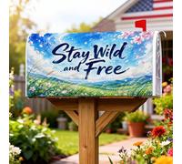 Coperture magnetiche per cassette postali con fiori, skyline fantasioso con natura, erba, primavera, blu, decorazioni per cassetta delle lettere per giardino, patio, 45,7 x 53,3 cm