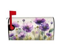 Coperture magnetiche per cassette postali con fiori viola acquerello, dimensioni standard, 64,8 x 53,3 cm, copertura per cassetta delle lettere primaverile estate copertura per cassetta postale di