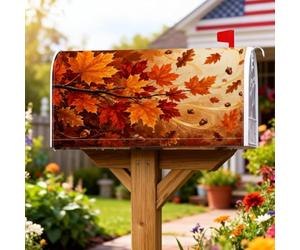 Coperture magnetiche per cassette postali con foglie d'acero, rustiche ghiande e foglie di quercia, protezione per la decorazione del cortile, 45,7 x 53,7 cm