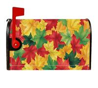 Coperture magnetiche per cassette postali con foglie, decorazioni rustiche naturali autunnali verdi autunnali rosse per cassetta postale per esterni decorazione da cortile 45,7 x 53,3 cm