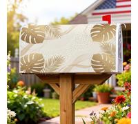 Coperture magnetiche per cassette postali con foglie di Monstera, motivo geometrico tropicale moderno con foglie di palma, coperture per cassette postali estive beige, per esterni, giardino, cortile