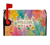 Coperture magnetiche per cassette postali con foglie, fiori autunnali rustici di benvenuto autunno rosso protezione per la decorazione del cortile anteriore 53 x 64 cm