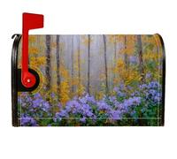Coperture magnetiche per cassette postali con foglie gialle, decorazioni autunnali per cassette postali gialle ispirate alla natura, fiori viola, alberi autunnali, decorazioni per giardino, 45,7 x