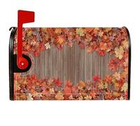 Coperture magnetiche per cassette postali con foglie, in legno rustico, autunnale, arancione, per le vacanze, decorazione per giardino, patio, 45,7 x 53,3 cm