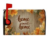 Coperture magnetiche per cassette postali con foglie, in legno rustico, con testo autunnale arancione, decorazione per esterni e giardino, 53 x 64 cm