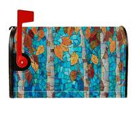 Coperture magnetiche per cassette postali con foglie, rustiche e moderne, con mosaico di betulla, copertura per cassetta postale blu, decorazione per esterni, 53 x 64 cm