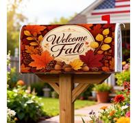 Coperture magnetiche per cassette postali con foglie, rustiche e moderne ghiande di benvenuto autunno arancione copertura per cassetta postale per decorazione porta d'ingresso, 53 x 64 cm