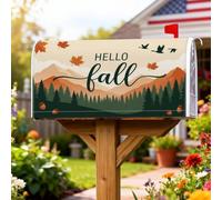 Coperture magnetiche per cassette postali con foglie, rustiche e moderne, montagne, foresta, autunno, verde, decorazione per giardino, patio, 45,7 x 53,3 cm