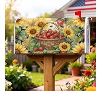 Coperture magnetiche per cassette postali con fragole, cestino estivo rustico con girasoli gialli, per decorazioni per la casa e il giardino, 45,7 x 53,7 cm
