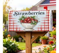 Coperture magnetiche per cassette postali con fragole, colino rustico con fiori estivi rossi per decorare il cortile, 53 x 64 cm
