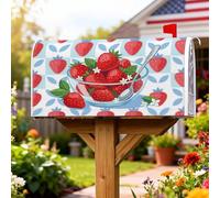 Coperture magnetiche per cassette postali con fragole, copertura estiva per cassetta postale rossa, per esterni, giardino, cortile, 53 x 64 cm