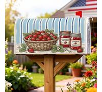 Coperture magnetiche per cassette postali con fragole, copertura estiva rustica per cestini estivi rossi stagionali per decorazione da cortile, 45,7 x 53,7 cm