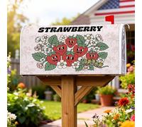 Coperture magnetiche per cassette postali con fragole, copertura per cassetta postale rossa con foglie e fiori, decorazione da giardino e cortile, 45,7 x 53,3 cm