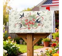 Coperture magnetiche per cassette postali con fragole, decorazioni per cassette postali vintage rustiche con uccelli, fiori primaverili, decorazioni per giardino e cortile, 53 x 64 cm