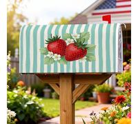 Coperture magnetiche per cassette postali con fragole, fiori rustici estivi con foglie rosse estive, per decorazioni esterne, 45 x 53 cm