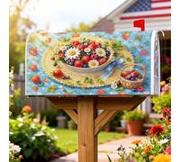 Coperture magnetiche per cassette postali con fragole, margherite estive vibranti mirtilli, copertura per cassetta postale estiva rossa per le vacanze, decorazione da giardino e cortile, 53 x 64 cm