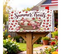 Coperture magnetiche per cassette postali con fragole, per cestino dei gelati estivi per le festività estive, coperture per cassette postali rosse per esterni, decorazione da cortile 53 x 64 cm