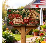 Coperture magnetiche per cassette postali con fragole, rustiche da campeggio e montagne, copertura per cassetta postale stagionale verde autunnale, decorazione per giardino, cortile, 45,7 x 53,3 cm