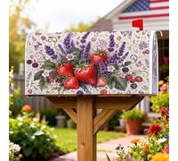 Coperture magnetiche per cassette postali con fragole, rustiche fattoria, lavanda, mora, estate, rossa, decorativa, per la decorazione del prato, 53 x 64 cm