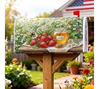 Coperture magnetiche per cassette postali con fragole, rustiche fattoria miele, margherite estive rosse, per decorazione portico anteriore, 45 x 53 cm