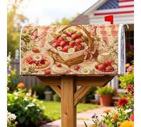 Coperture magnetiche per cassette postali con fragole, rustiche per cestini rustici, con margherite, copertura per cassetta postale estiva rossa, decorazione per giardino, patio, 53 x 64 cm