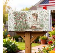 Coperture magnetiche per cassette postali con fragole, rustiche vintage con farfalle e ragazze, copertura per cassetta postale estiva verde, decorazione per esterni, giardino, cortile, 45,7 x 53,7 cm