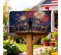 Coperture magnetiche per cassette postali con fuochi d'artificio, con bandiera patriottica festiva del ragazzo per il giorno dell'indipendenza coperture per cassetta delle lettere per esterni per