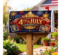 Coperture magnetiche per cassette postali con fuochi d'artificio, copertura per cassetta postale rossa con stelle e strisce per il giorno dell'indipendenza, decorazione per esterni, 53 x 64 cm