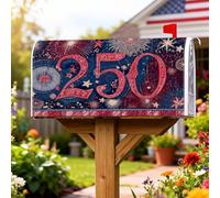 Coperture magnetiche per cassette postali con fuochi d'artificio, stelle festose e numero 4 luglio, per decorazione portico anteriore, 45 x 53 cm