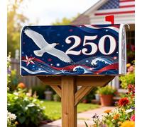 Coperture magnetiche per cassette postali con gabbiano costiero, copertura per cassetta postale blu patriottiche festive onde stelle giorno dell'indipendenza copertura per la casa e il giardino
