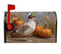 Coperture magnetiche per cassette postali con gabbiano costiero, zucche rustiche autunnali in paglia arancione, per decorazioni da giardino e cortile, 53 x 64 cm