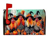 Coperture magnetiche per cassette postali con galli, zucche festive di Halloween, cappelli da strega, copertura arancione per cassetta della posta, decorazione per portico anteriore, 53 x 64 cm
