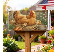 Coperture magnetiche per cassette postali con galline, rustiche, pulcini, carote, primaverili, colore marrone, per decorazione portico anteriore, 45,7 x 53,7 cm